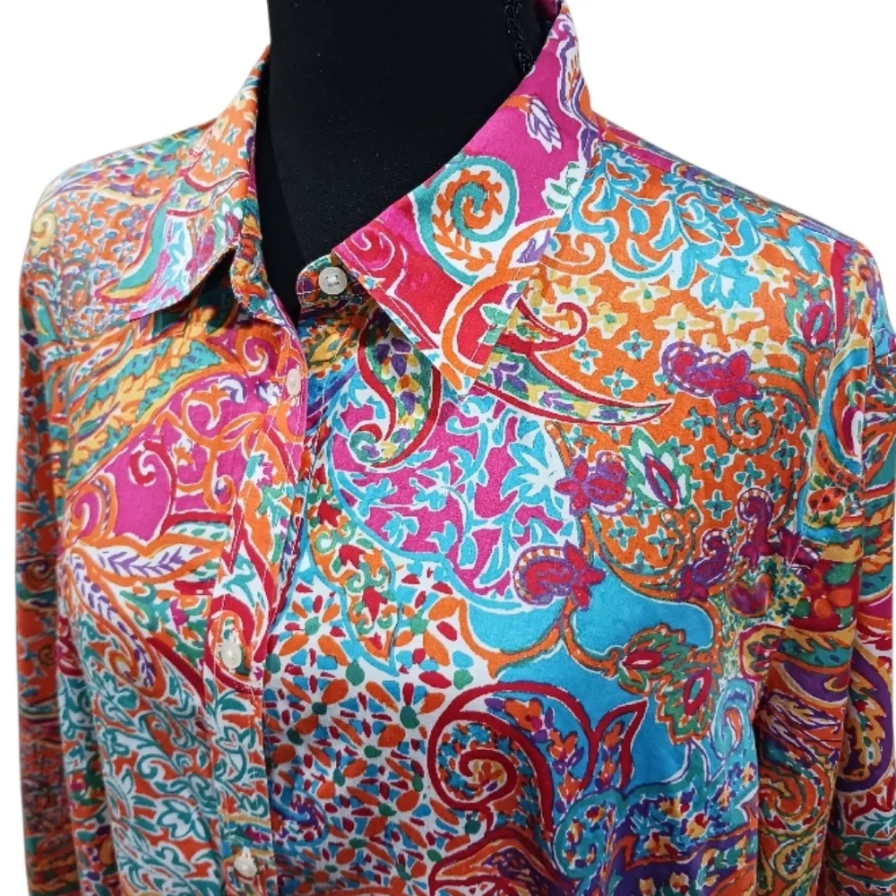 Lauren Ralph Lauren Colorful Button Up Shirt - Picture 2 of 9